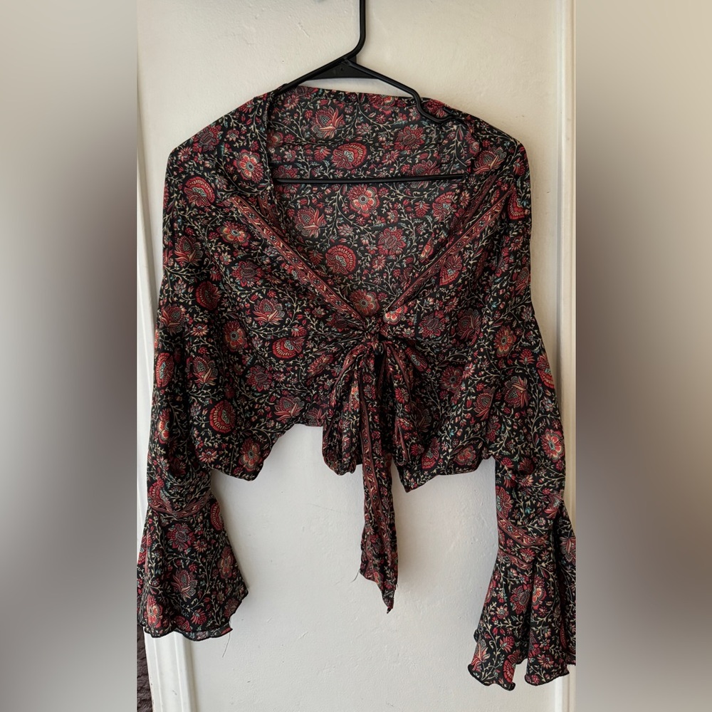 Floral Black and Red Women's Top